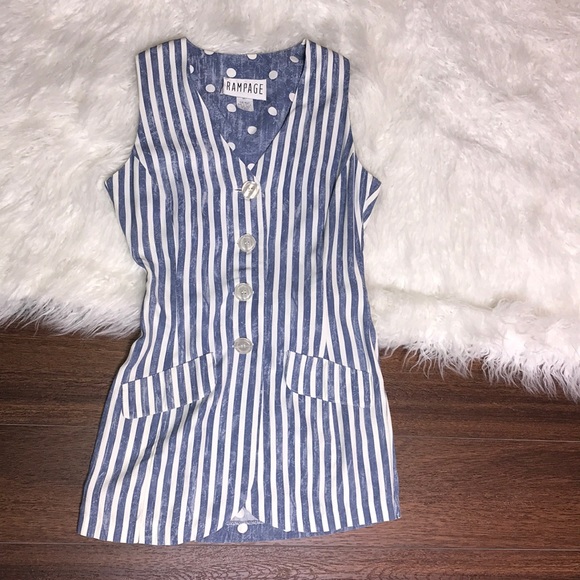 Vintage Rampage Striped Polka Dot Button Down Vest - Picture 4 of 8